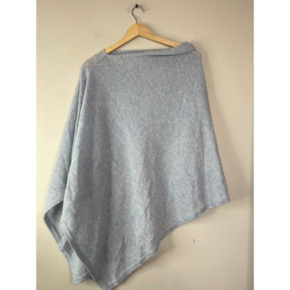NEW Peter Millar Cashmere Poncho Scarf Asymmetrical Drape Top Blue - Picture 6 of 7